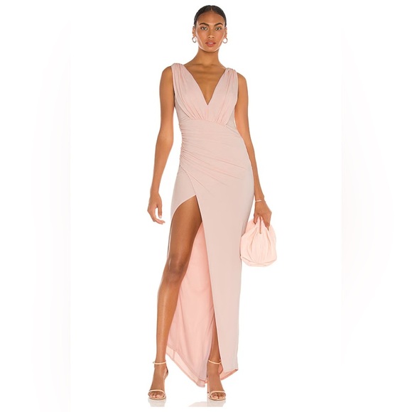 NWT Revolve Katie May Sugar Stick Maxi in Blush Sz S Soft Pink Asymmetrical Hem - Picture 1 of 7